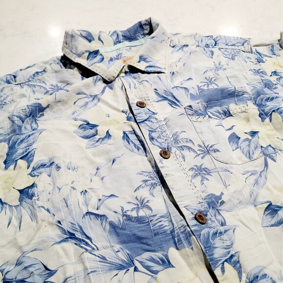 Tommy Bahama Other - TOMMY BAHAMA Original Fit 100% Silk Sky Blue White Hawaiian Tropical Shirt NWOT